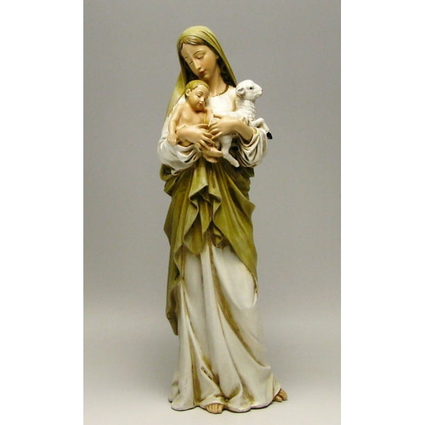 Virgin Mary Madonna with Jesus & Lamb Statue Bronzed Resin Figurine Store of Beautiful and Decor! Virgin Mary Madonna with Jesus & Lamb Statue Bronzed Resin Figurine Store of Beautiful and Decor!